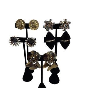 Vintage Lot of 5 Gold Tone Clip On Earrings (5017)